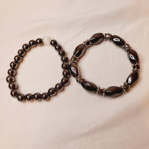 Magnetic hematite beaded stretch bracelets
